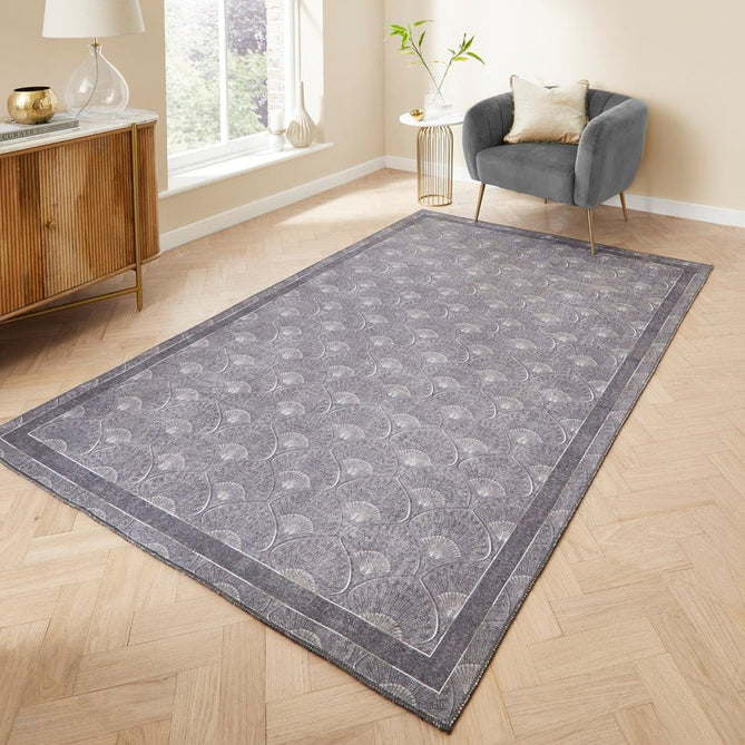 Washable Catherine Lansfield Deco Peacock Grey Flatweave Rug-Think Rugs-Rug Love - The Most Loved Rug Store