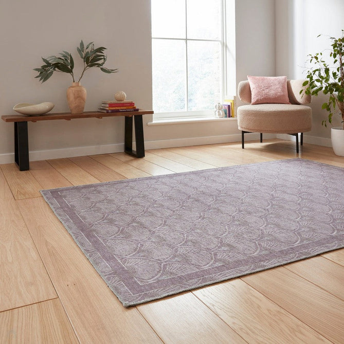 Washable Catherine Lansfield Deco Peacock Lilac Flatweave Rug-Think Rugs-Rug Love - The Most Loved Rug Store