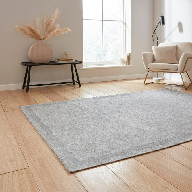 Washable Catherine Lansfield Deco Peacock Silver Flatweave Rug-Think Rugs-Rug Love - The Most Loved Rug Store