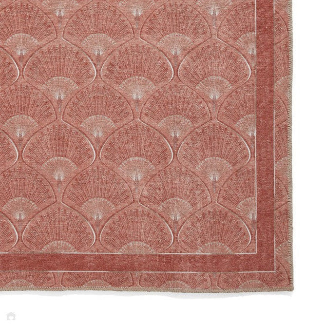 Washable Catherine Lansfield Deco Peacock Terracotta Flatweave Rug-Think Rugs-Rug Love - The Most Loved Rug Store