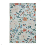 Washable Catherine Lansfield Pipa Floral Blue Lightweight Printed Polyester Flatweave Rug