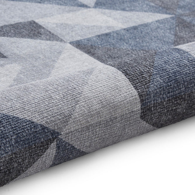 Washable Coral H1057 Modern Geometric Lightweight Printed Polyester Flatweave Blue/Grey Rug-Think Rugs-Rug Love - The Most Loved Rug Store