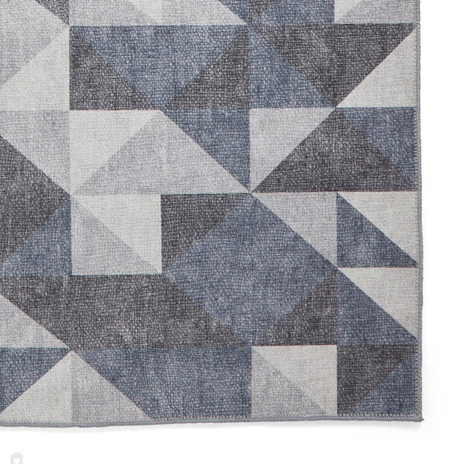 Washable Coral H1057 Modern Geometric Lightweight Printed Polyester Flatweave Blue/Grey Rug-Think Rugs-Rug Love - The Most Loved Rug Store