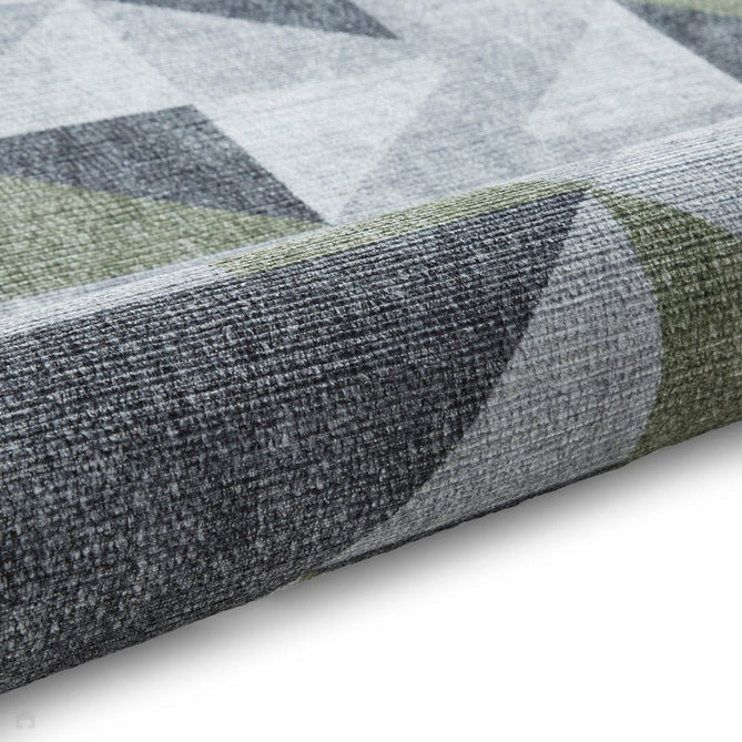 Washable Coral H1057 Modern Geometric Lightweight Printed Polyester Flatweave Green/Grey Runner-Think Rugs-Rug Love - The Most Loved Rug Store