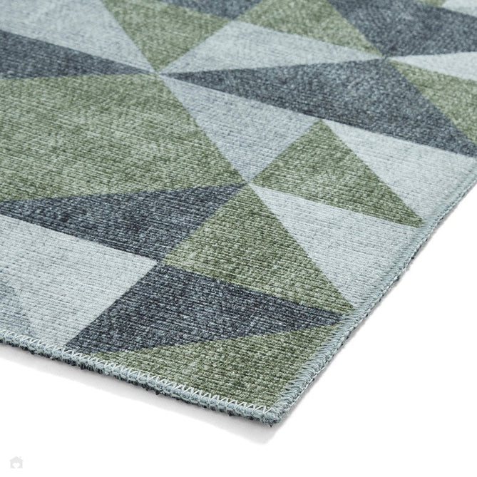 Washable Coral H1057 Modern Geometric Lightweight Printed Polyester Flatweave Green/Grey Runner-Think Rugs-Rug Love - The Most Loved Rug Store