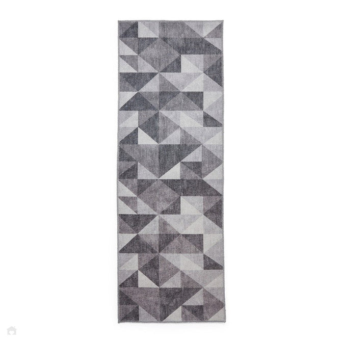 Washable Coral H1057 Modern Geometric Lightweight Printed Polyester Flatweave Grey Rug-Think Rugs-Rug Love - The Most Loved Rug Store