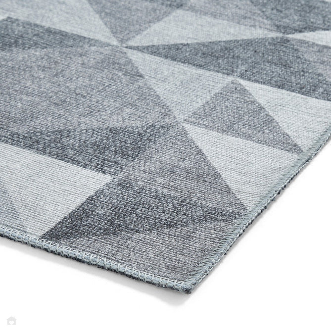 Washable Coral H1057 Modern Geometric Lightweight Printed Polyester Flatweave Grey Rug-Think Rugs-Rug Love - The Most Loved Rug Store