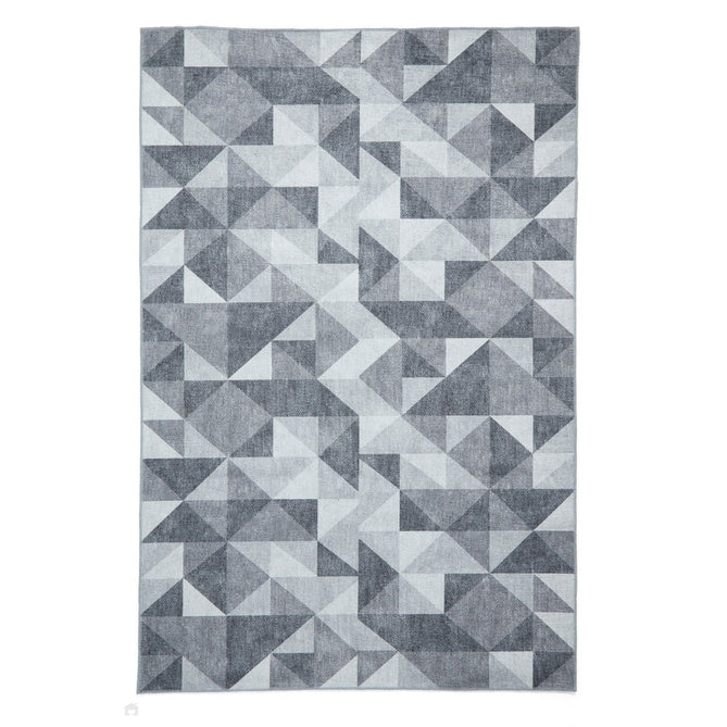 Washable Coral H1057 Modern Geometric Lightweight Printed Polyester Flatweave Grey Rug-Think Rugs-Rug Love - The Most Loved Rug Store