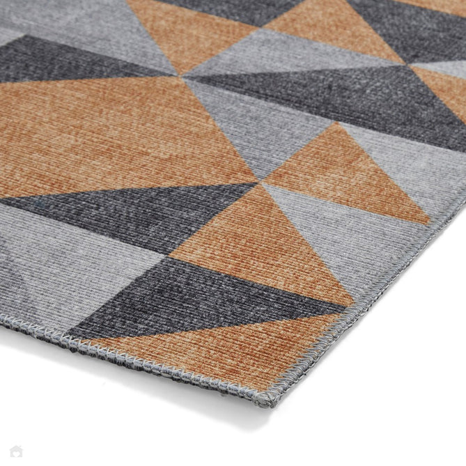 Washable Coral H1057 Modern Geometric Lightweight Printed Polyester Flatweave Yellow/Grey Rug-Think Rugs-Rug Love - The Most Loved Rug Store