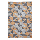 Washable Coral H1057 Modern Geometric Lightweight Printed Polyester Flatweave Yellow/Grey Rug