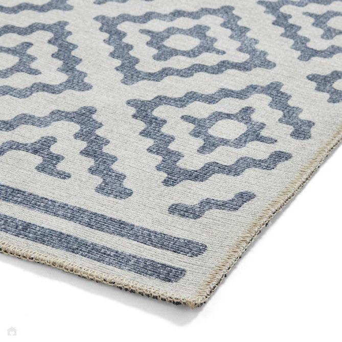 Washable Coral H1058 Modern Geometric Lightweight Printed Polyester Flatweave Blue Rug-Think Rugs-Rug Love - The Most Loved Rug Store