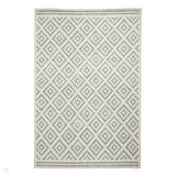 Washable Coral H1058 Modern Geometric Lightweight Printed Polyester Flatweave Green Rug