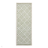 Washable Coral H1058 Modern Geometric Lightweight Printed Polyester Flatweave Green Runner