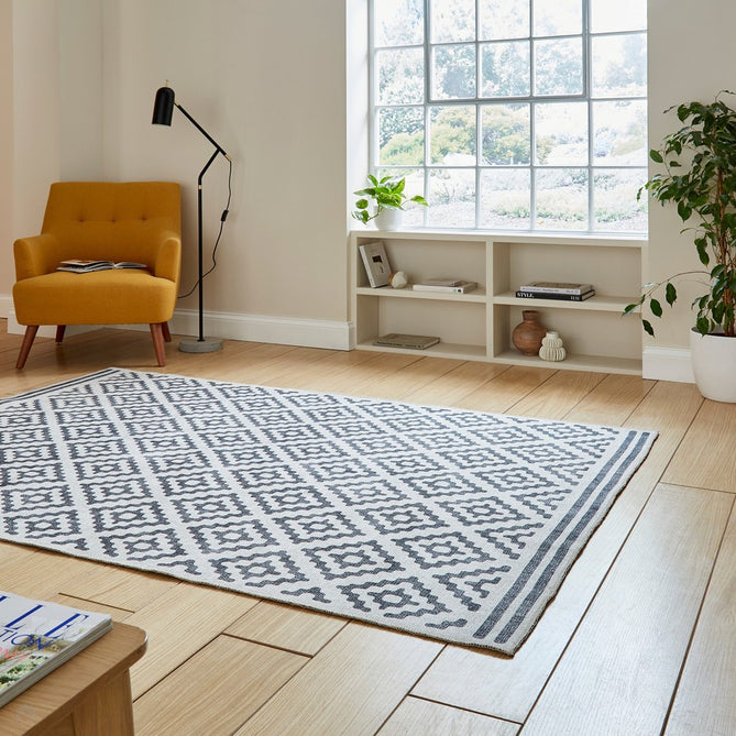 Washable Coral H1058 Modern Geometric Lightweight Printed Polyester Flatweave Grey Rug-Think Rugs-Rug Love - The Most Loved Rug Store