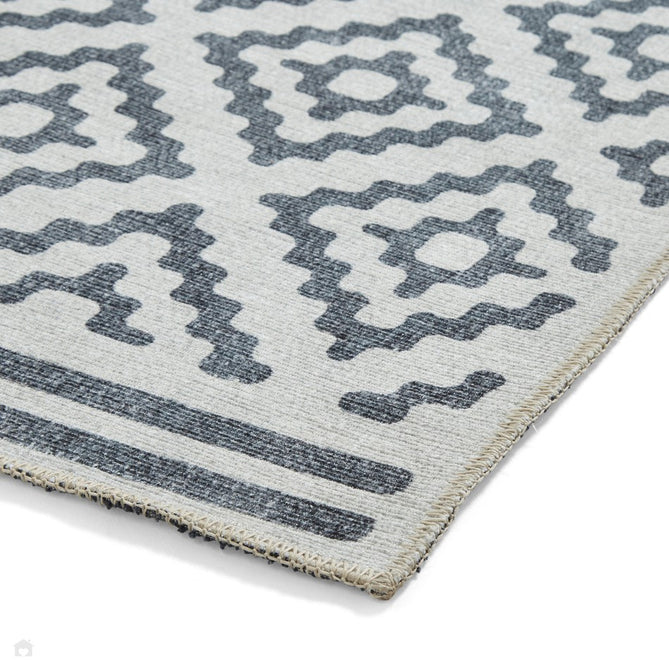 Washable Coral H1058 Modern Geometric Lightweight Printed Polyester Flatweave Grey Rug-Think Rugs-Rug Love - The Most Loved Rug Store