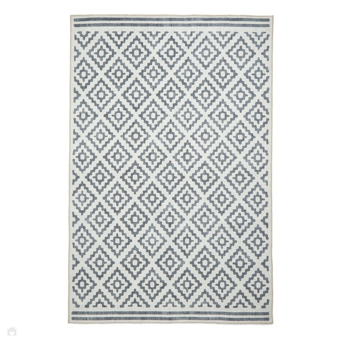 Washable Coral H1058 Modern Geometric Lightweight Printed Polyester Flatweave Grey Rug-Think Rugs-Rug Love - The Most Loved Rug Store