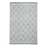 Washable Coral H1058 Modern Geometric Lightweight Printed Polyester Flatweave Grey Rug