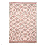 Washable Coral H1058 Modern Geometric Lightweight Printed Polyester Flatweave Orange Rug