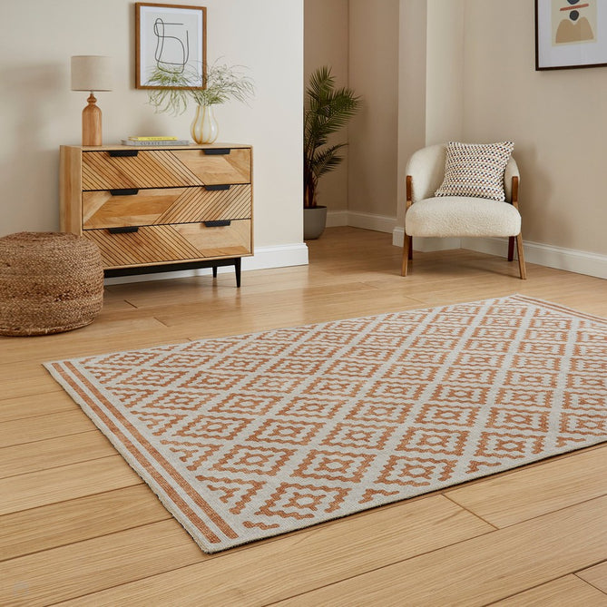 Washable Coral H1058 Modern Geometric Lightweight Printed Polyester Flatweave Yellow Rug-Think Rugs-Rug Love - The Most Loved Rug Store