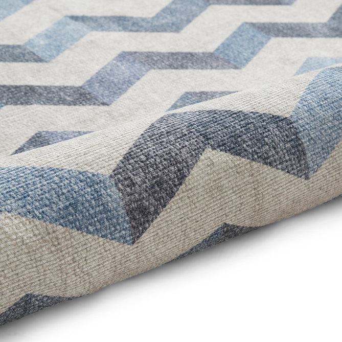 Washable Coral H1059 Modern Geometric Lightweight Printed Polyester Flatweave Blue Rug-Think Rugs-Rug Love - The Most Loved Rug Store