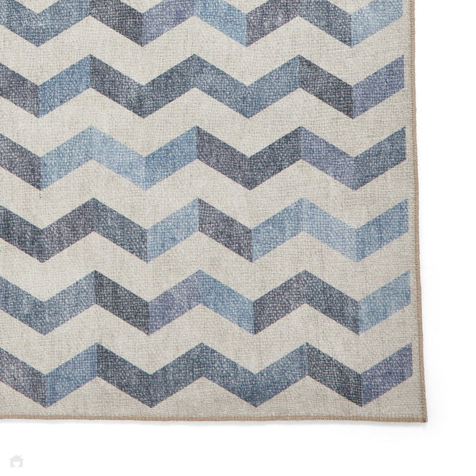 Washable Coral H1059 Modern Geometric Lightweight Printed Polyester Flatweave Blue Rug-Think Rugs-Rug Love - The Most Loved Rug Store