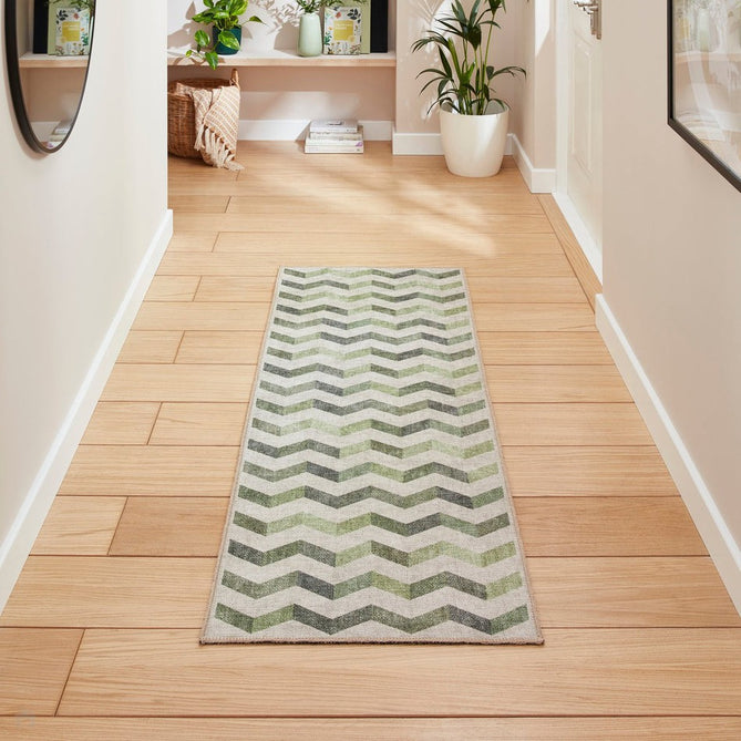 Washable Coral H1059 Modern Geometric Lightweight Printed Polyester Flatweave Green Rug-Think Rugs-Rug Love - The Most Loved Rug Store