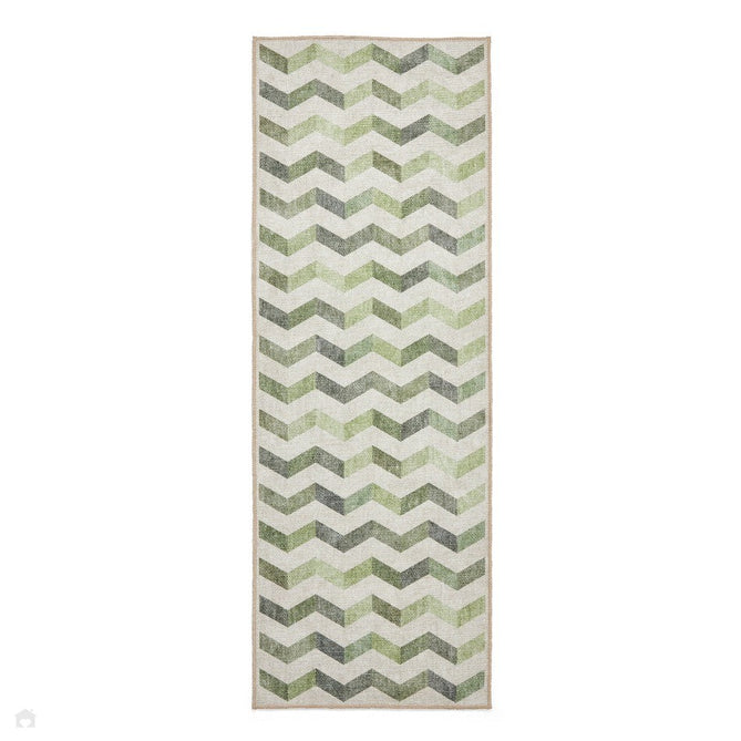 Washable Coral H1059 Modern Geometric Lightweight Printed Polyester Flatweave Green Rug-Think Rugs-Rug Love - The Most Loved Rug Store