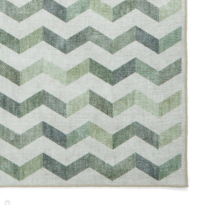 Washable Coral H1059 Modern Geometric Lightweight Printed Polyester Flatweave Green Rug-Think Rugs-Rug Love - The Most Loved Rug Store