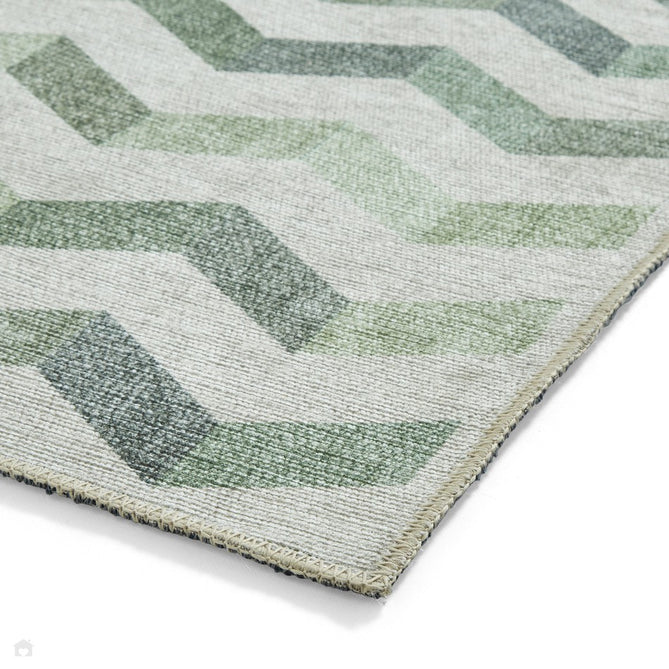 Washable Coral H1059 Modern Geometric Lightweight Printed Polyester Flatweave Green Rug-Think Rugs-Rug Love - The Most Loved Rug Store