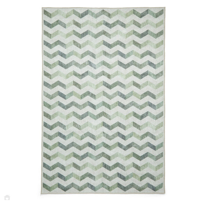 Washable Coral H1059 Modern Geometric Lightweight Printed Polyester Flatweave Green Rug-Think Rugs-Rug Love - The Most Loved Rug Store