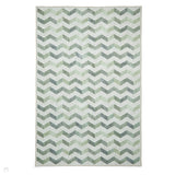 Washable Coral H1059 Modern Geometric Lightweight Printed Polyester Flatweave Green Rug