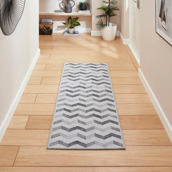 Washable Coral H1059 Modern Geometric Lightweight Printed Polyester Flatweave Grey Rug-Think Rugs-Rug Love - The Most Loved Rug Store