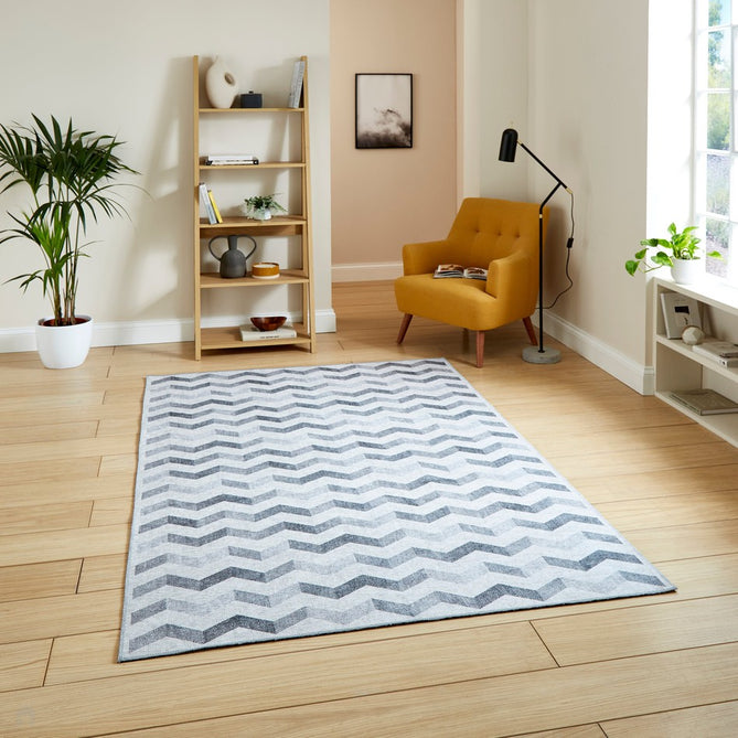 Washable Coral H1059 Modern Geometric Lightweight Printed Polyester Flatweave Grey Rug-Think Rugs-Rug Love - The Most Loved Rug Store