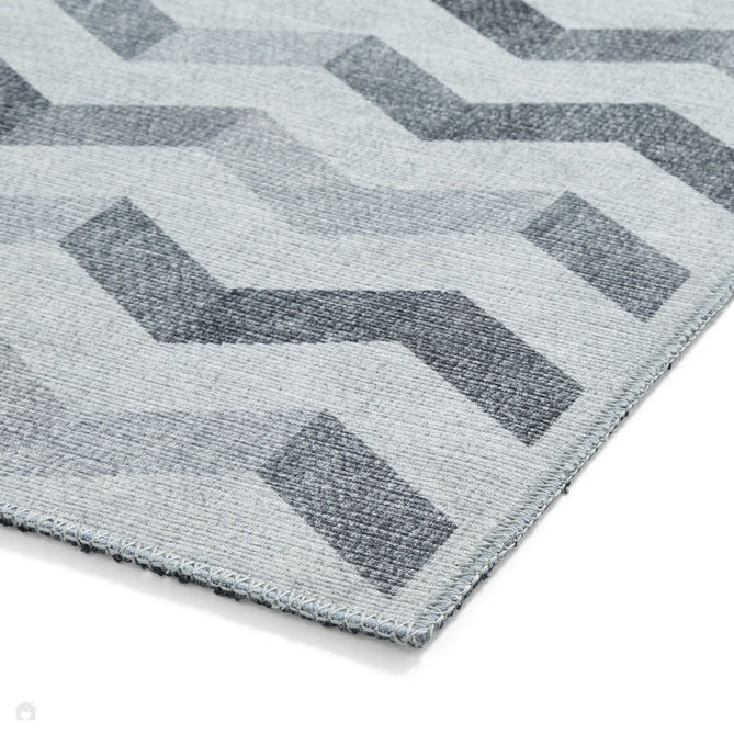 Washable Coral H1059 Modern Geometric Lightweight Printed Polyester Flatweave Grey Rug-Think Rugs-Rug Love - The Most Loved Rug Store