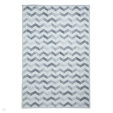 Washable Coral H1059 Modern Geometric Lightweight Printed Polyester Flatweave Grey Rug