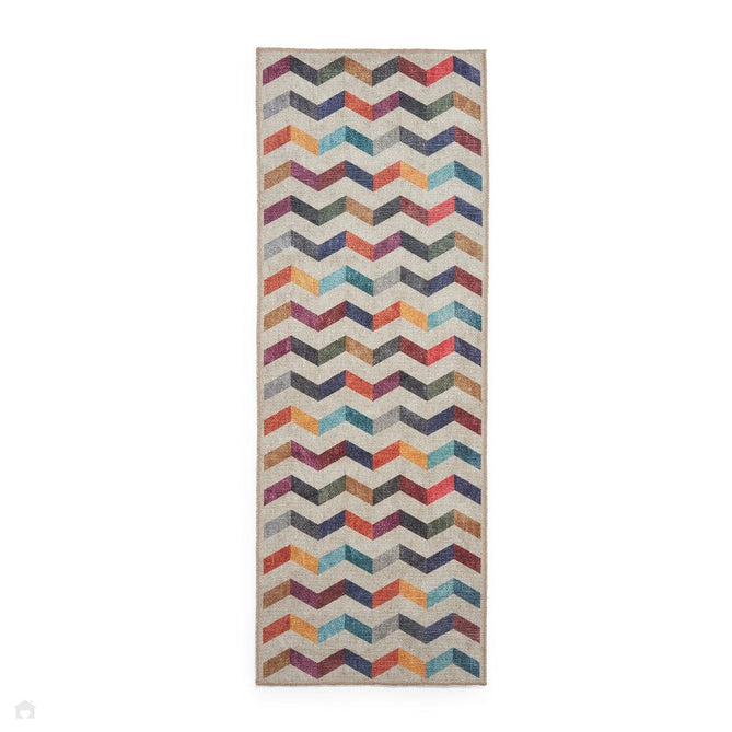 Washable Coral H1059 Modern Geometric Lightweight Printed Polyester Flatweave Multi Rug-Think Rugs-Rug Love - The Most Loved Rug Store