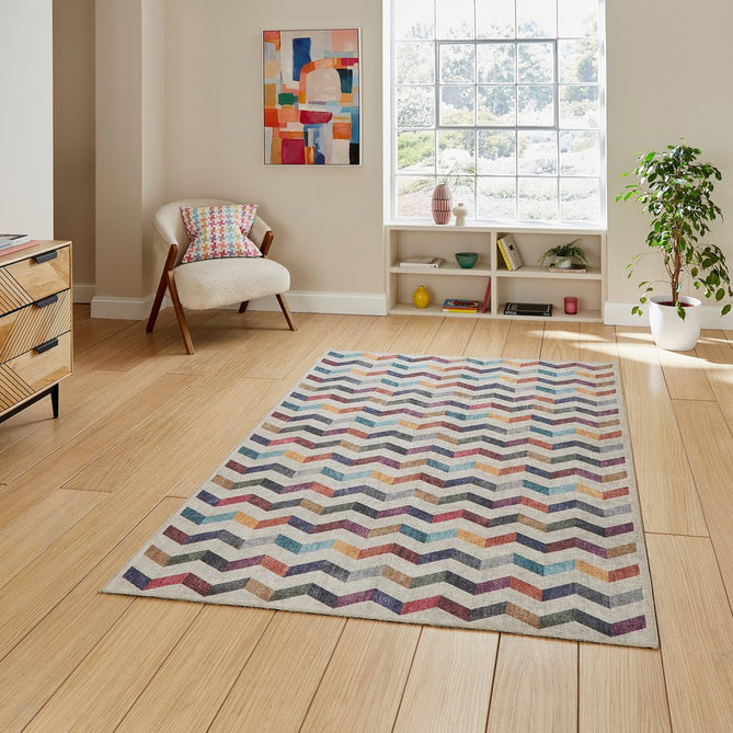 Washable Coral H1059 Modern Geometric Lightweight Printed Polyester Flatweave Multi Rug-Think Rugs-Rug Love - The Most Loved Rug Store