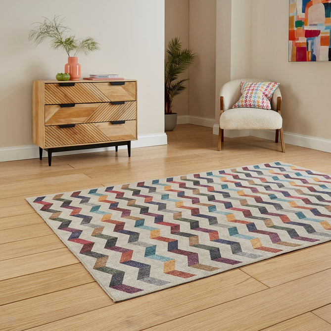 Washable Coral H1059 Modern Geometric Lightweight Printed Polyester Flatweave Multi Rug-Think Rugs-Rug Love - The Most Loved Rug Store