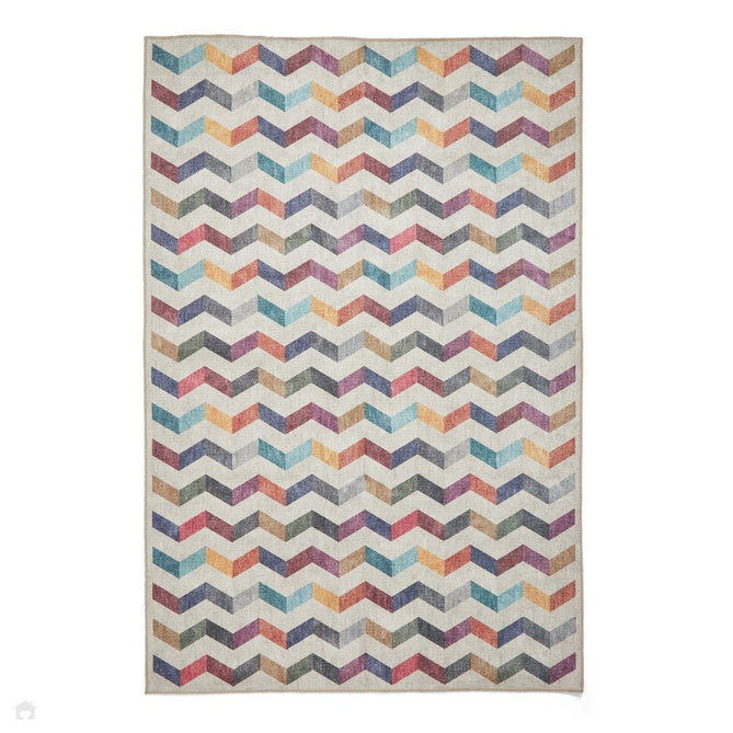 Washable Coral H1059 Modern Geometric Lightweight Printed Polyester Flatweave Multi Rug-Think Rugs-Rug Love - The Most Loved Rug Store