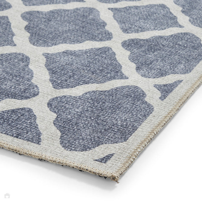 Washable Coral H1063 Modern Geometric Lightweight Printed Polyester Flatweave Blue Rug-Think Rugs-Rug Love - The Most Loved Rug Store