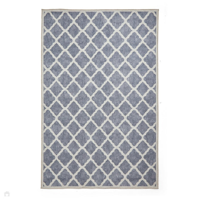 Washable Coral H1063 Modern Geometric Lightweight Printed Polyester Flatweave Blue Rug-Think Rugs-Rug Love - The Most Loved Rug Store