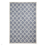 Washable Coral H1063 Modern Geometric Lightweight Printed Polyester Flatweave Blue Rug