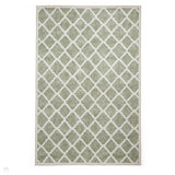 Washable Coral H1063 Modern Geometric Lightweight Printed Polyester Flatweave Green Rug