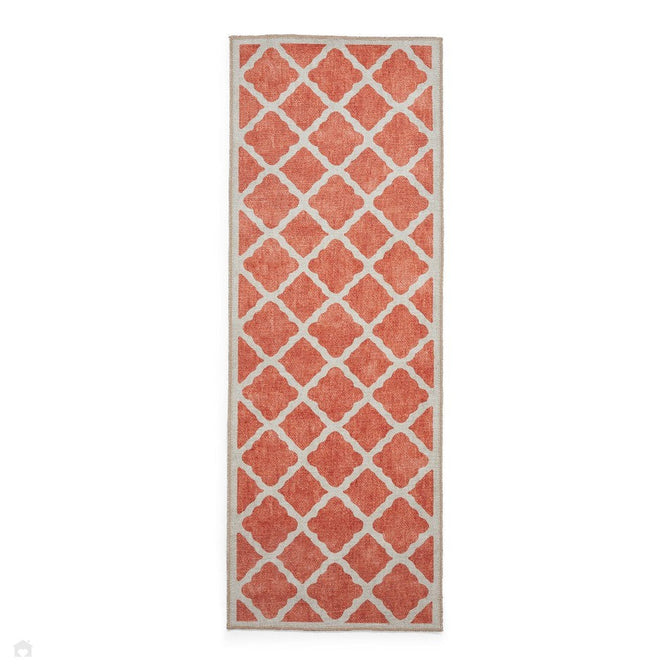 Washable Coral H1063 Modern Geometric Lightweight Printed Polyester Flatweave Orange Rug-Think Rugs-Rug Love - The Most Loved Rug Store