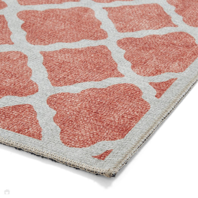 Washable Coral H1063 Modern Geometric Lightweight Printed Polyester Flatweave Orange Rug-Think Rugs-Rug Love - The Most Loved Rug Store