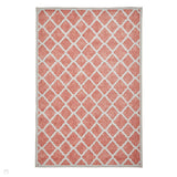 Washable Coral H1063 Modern Geometric Lightweight Printed Polyester Flatweave Orange Rug