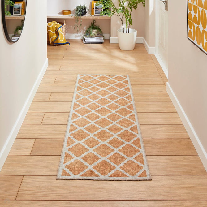 Washable Coral H1063 Modern Geometric Lightweight Printed Polyester Flatweave Yellow Rug-Think Rugs-Rug Love - The Most Loved Rug Store