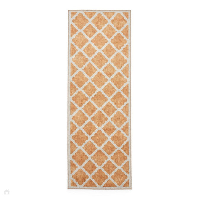 Washable Coral H1063 Modern Geometric Lightweight Printed Polyester Flatweave Yellow Rug-Think Rugs-Rug Love - The Most Loved Rug Store