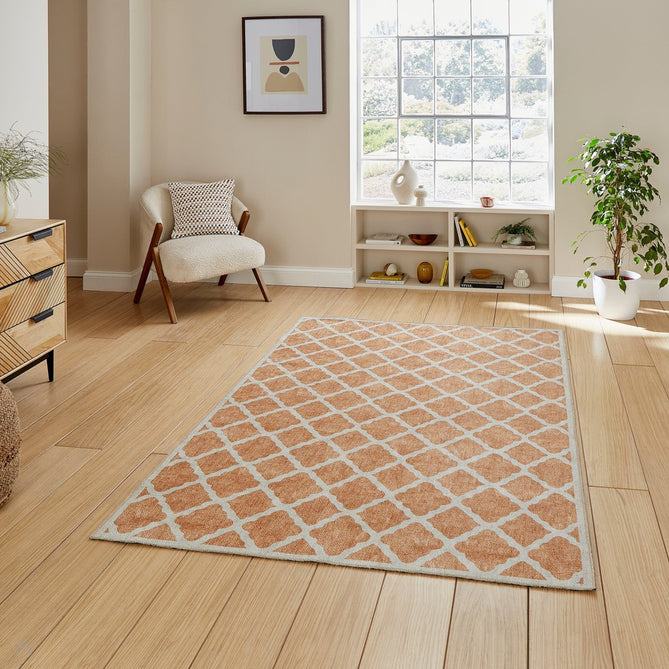 Washable Coral H1063 Modern Geometric Lightweight Printed Polyester Flatweave Yellow Rug-Think Rugs-Rug Love - The Most Loved Rug Store