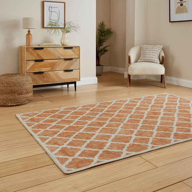 Washable Coral H1063 Modern Geometric Lightweight Printed Polyester Flatweave Yellow Rug-Think Rugs-Rug Love - The Most Loved Rug Store